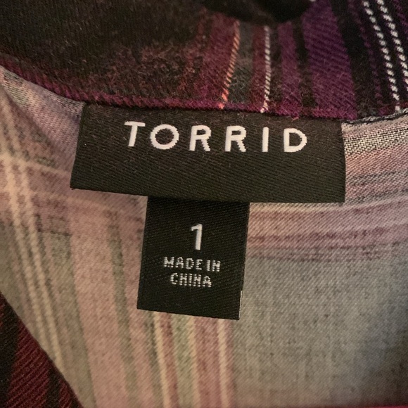Purple Plaid Challis Button Front Shirt Dress - Torrid - 1/1X - Picture 6 of 8
